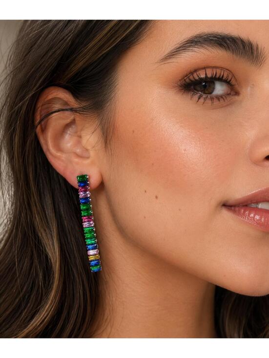 Chico's Jewelry - Vintage Chico's Multicolor Baguette Drop Earrings